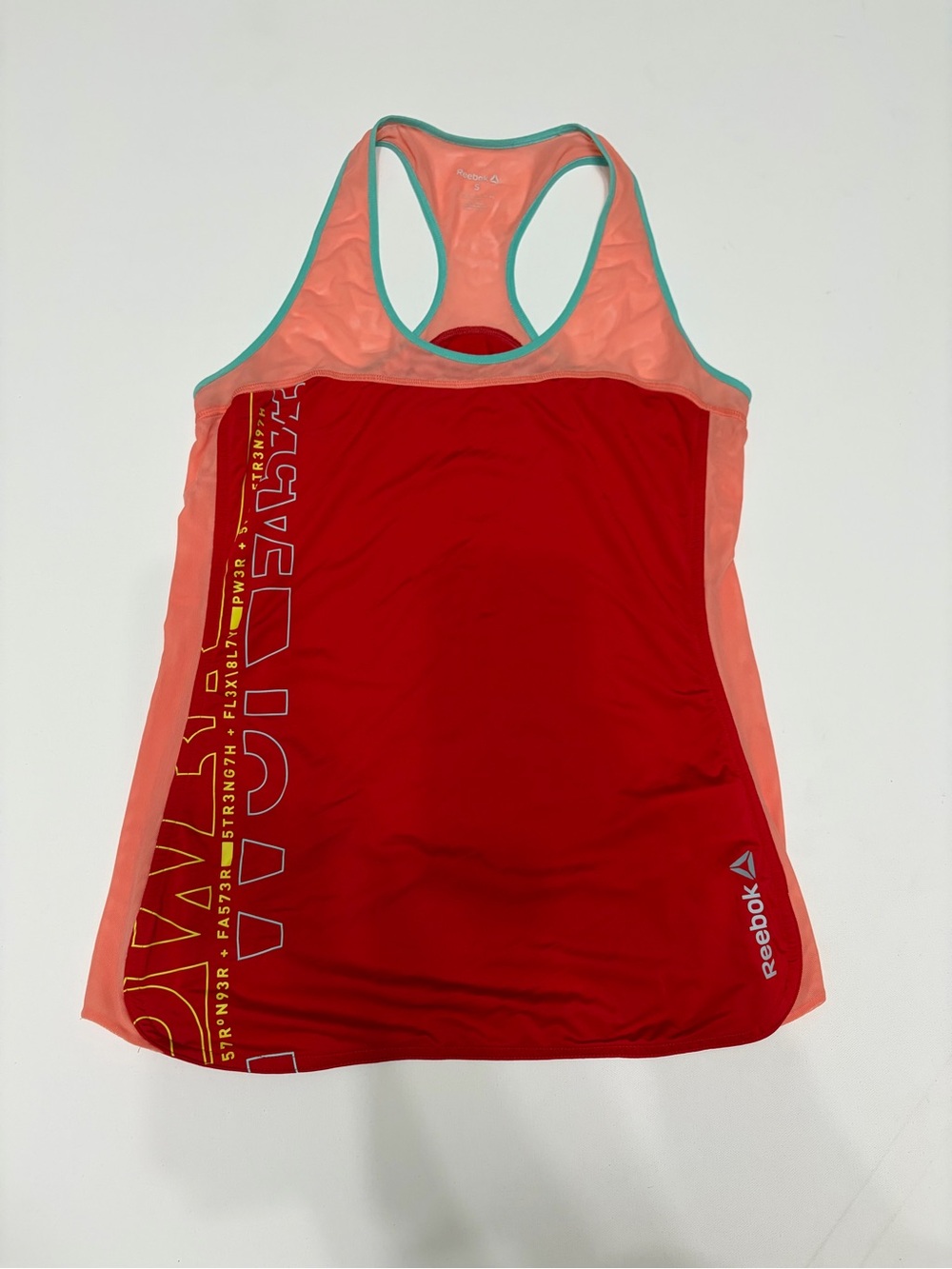 Reebok Red Tank with Coral Trim and Teal Piping SZ S NWOT Classic activewear
